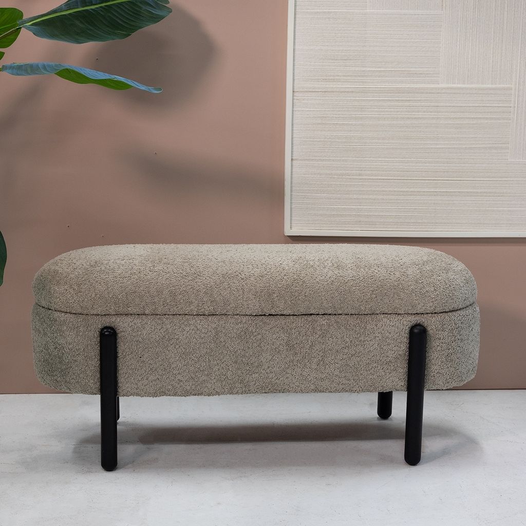 Giga Meubel Flurbank Vieve mit Stauraum - Taupe - Stoff - 108x41x48cm