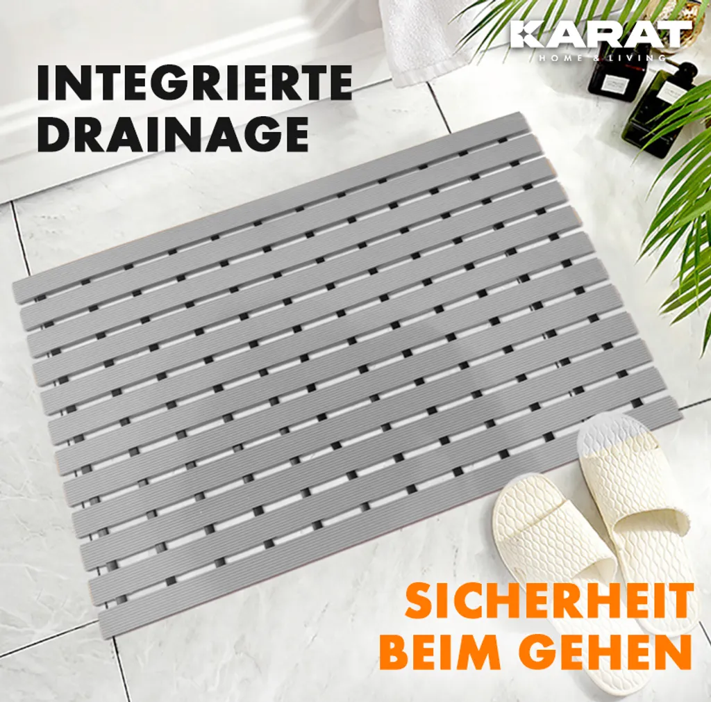 Tappeto da bagno antiscivolo per aree umide Zerbino con funzione di drenaggio Grigio 43 x 200 cm - 2