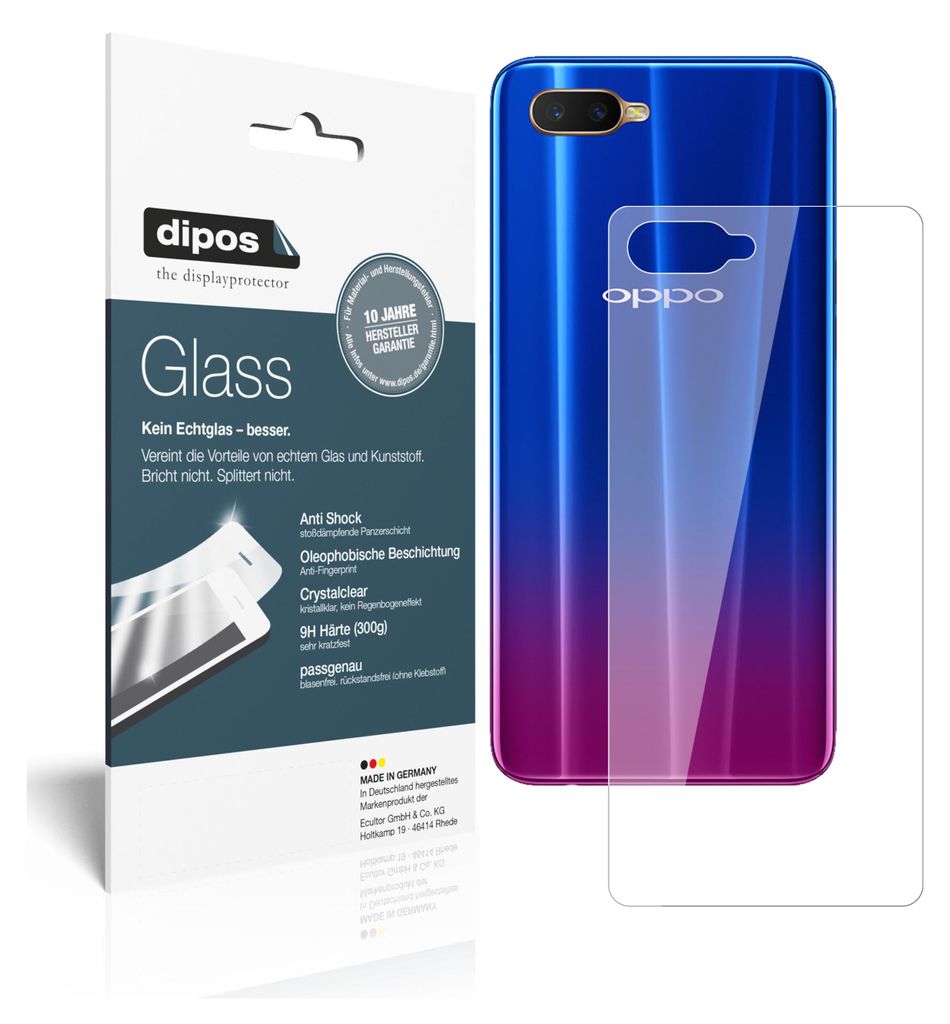 2x Schutzfolie für Oppo RX17 Neo Rückseite - Anti-Shock 9H Folie dipos Glass