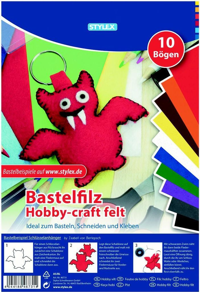 bastelset Filz 20 x 30 cm 10 Blatt