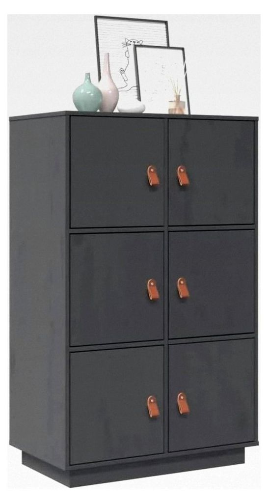 Highboard Grau 67x40x108,5 cm aus massivem Kiefernholz