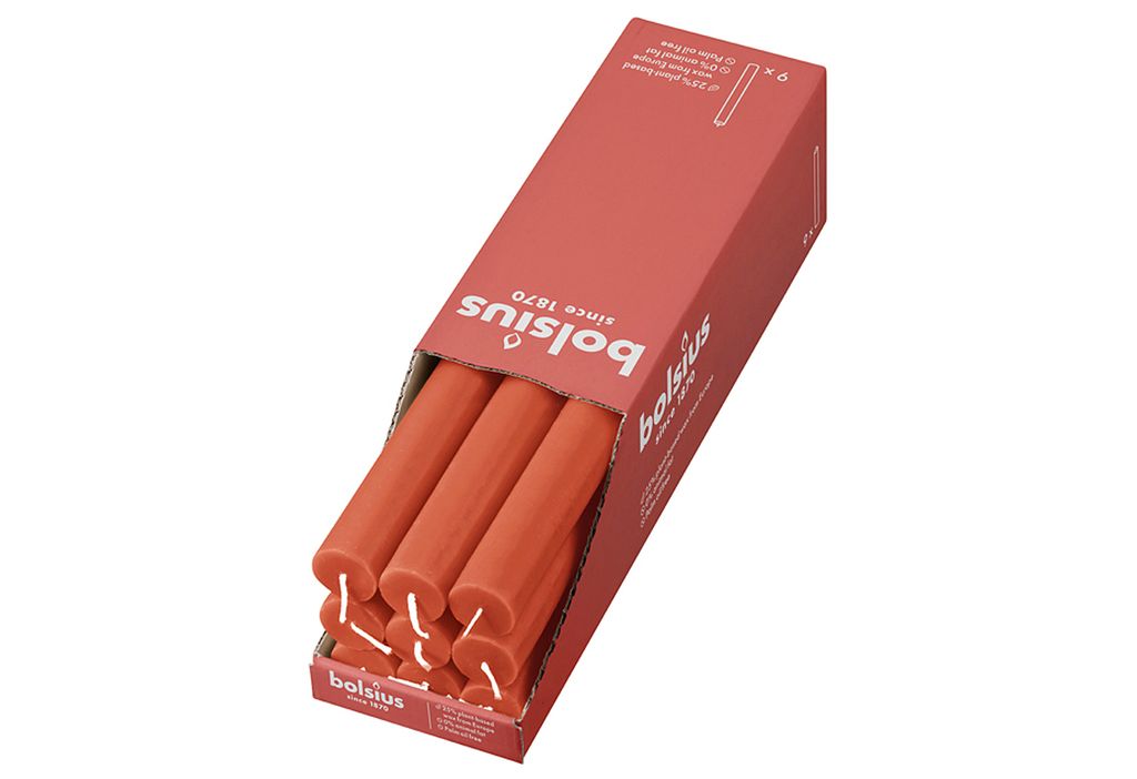 BOLSIUS Leuchterkerzen "Rustik" 9er Karton 9 Stück Produktbild 