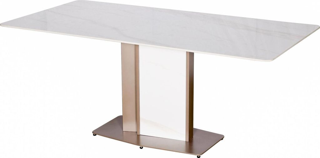 FURNLUX Esstisch Modig Marmor Weiss Und Roségold 180cm / Hauptfarbe: Weiß / Abmessungen: 180 x 75 x 90 cm