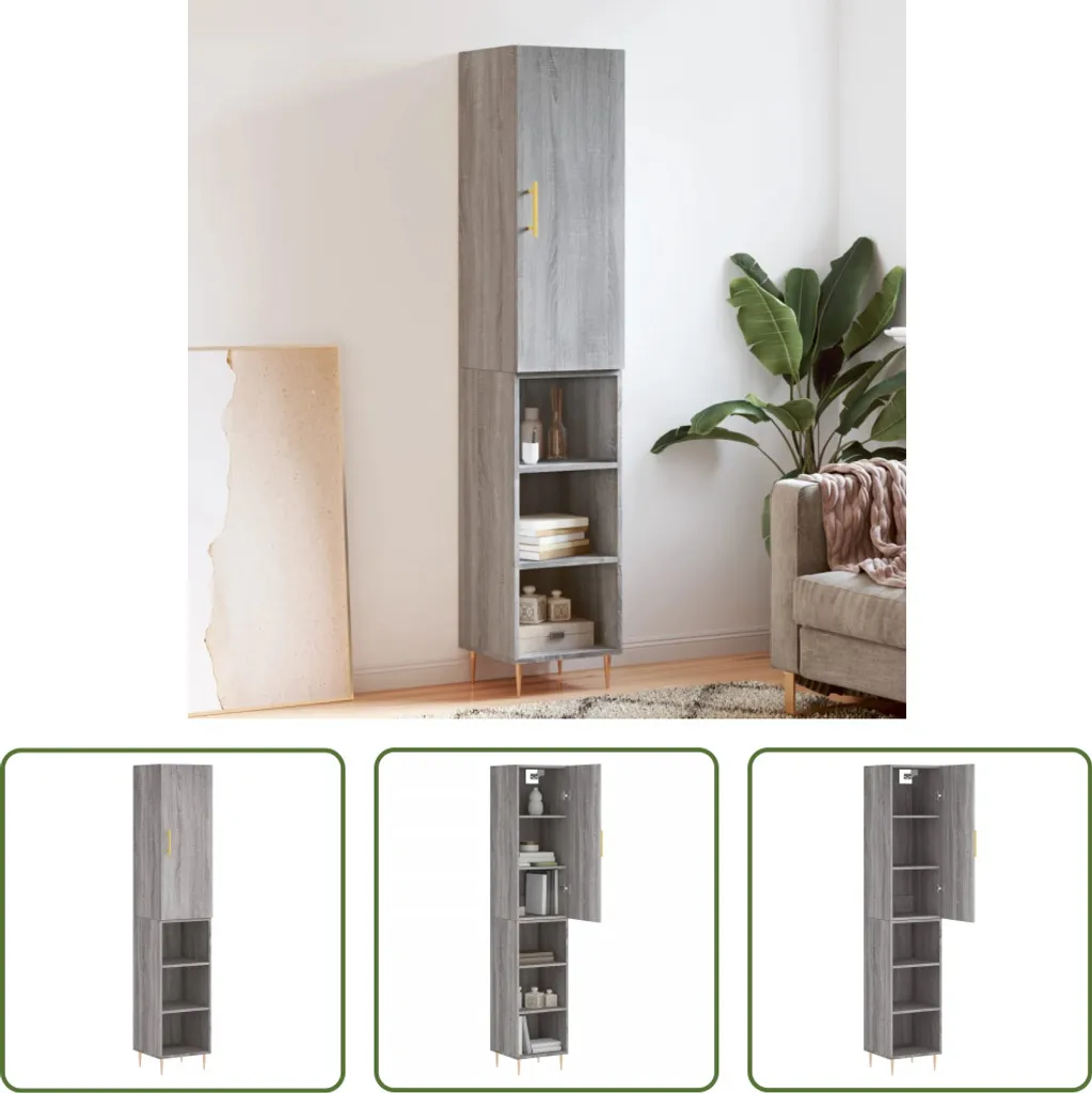 Credenza Alta Sonoma Grey 34.5x180cm: Montaggio Facile e Durata