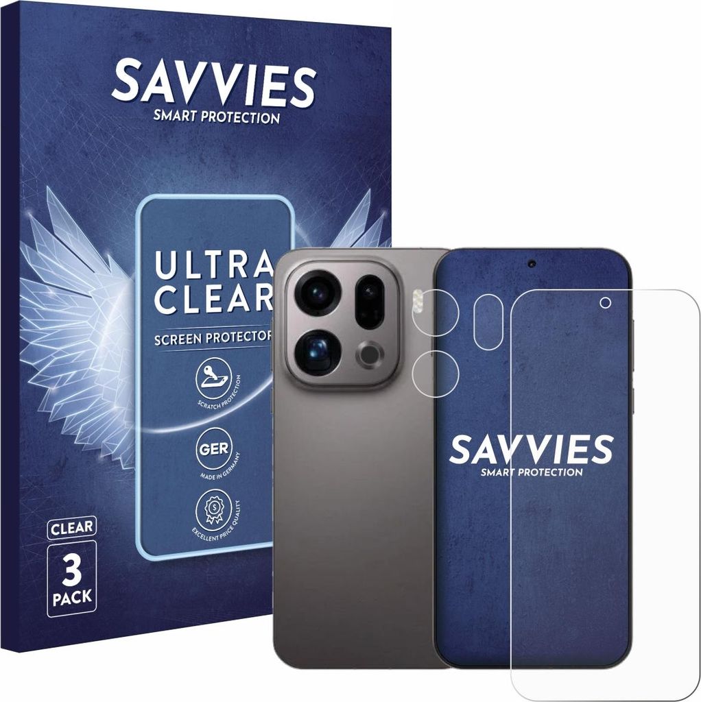 6x Für Oppo Find X9 (Display+Kamera) Schutzfolie Savvies Displayschutz Display Schutz Folie Klar Transparent