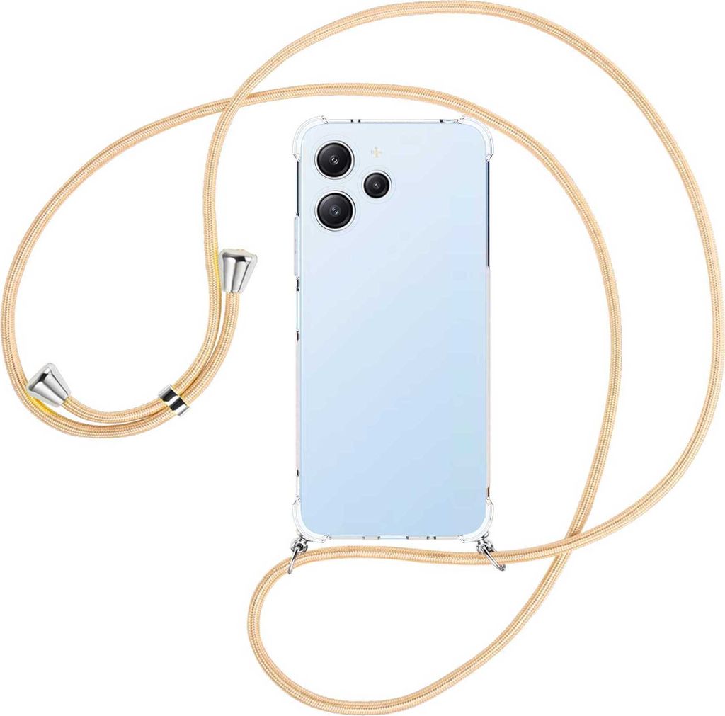 Handykette Backcover-Schutzhülle mit Band (Metall silberfarben) für Xiaomi Redmi 12 (6.79'') - Goldkordel