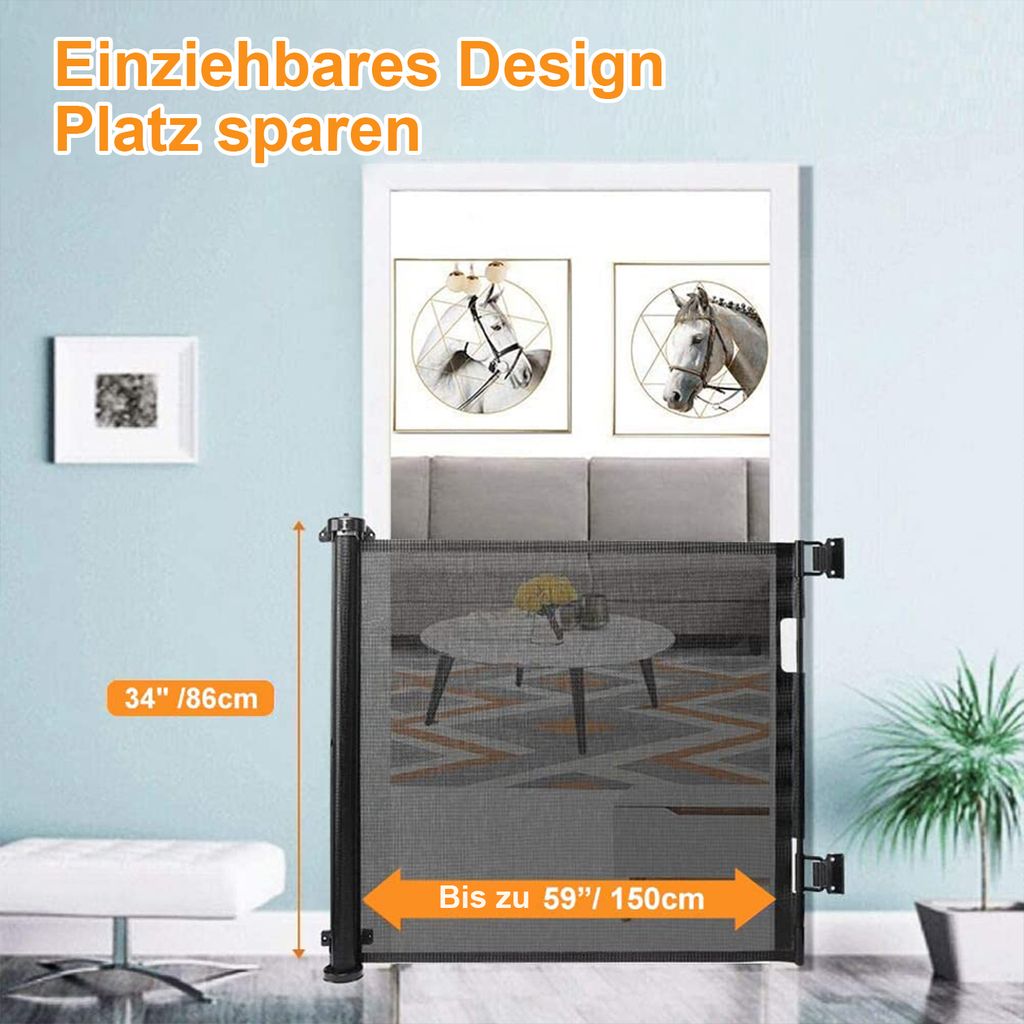 Türschutzgitter, Schwarz 0-150cm Kinderschutzgitter, Produktbild 4