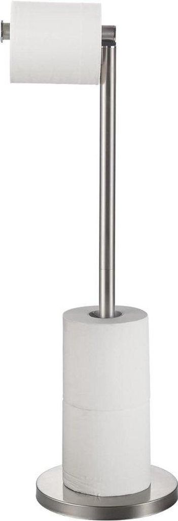 Freistehende Toilettehalter aus gebürstetem Nickel - 2-in-1 WC-Rollenhalter mit schwerer Basis - Badzimmer Accessoire mit Edelstahl-Fußplatte