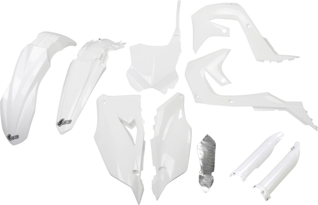 Verkleidungskit UFO PLAST 9-teilig Verkleidungssatz Kunststoff mit Gabelschutz für Kawasaki KX F 450 ccm Bj. 2019 - 2023, Farbe:weiß OEM