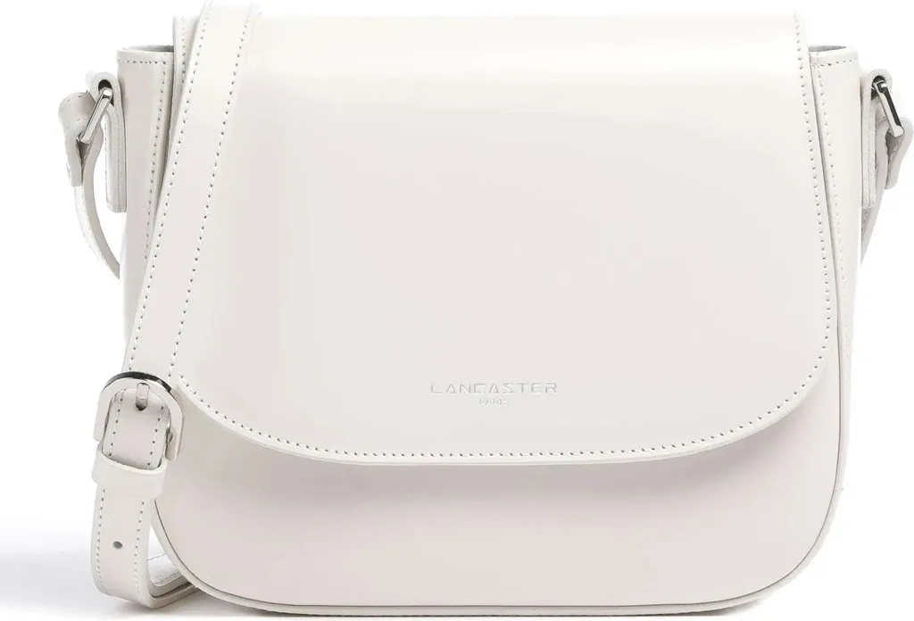 Sac Bandoulière Femme Lancaster Suave Even M Écru en Cuir Haut de Gamme