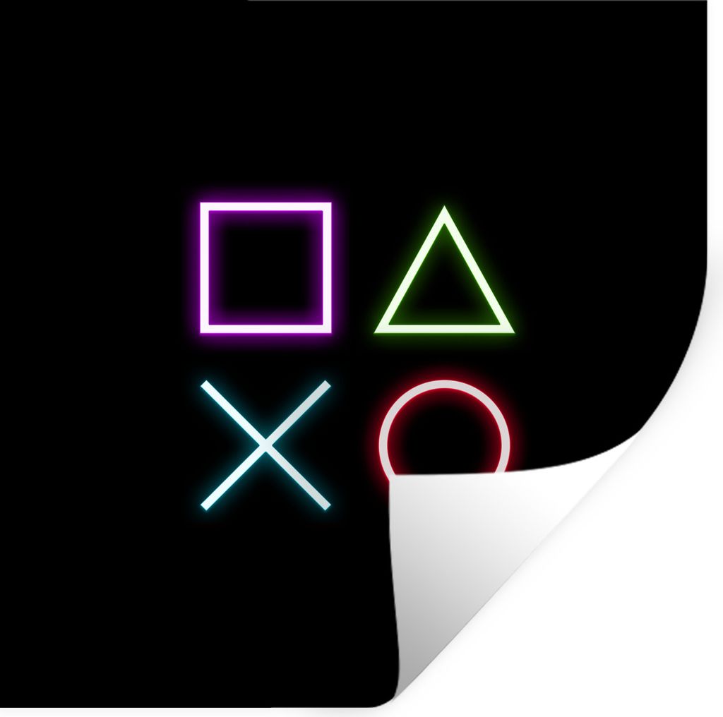 MuchoWow Wandtattoo Wandsticker Wandaufkleber Gaming - Neon - Konsole - Schwarz - Controller - Gaming 100x100 cm Selbstklebend und Repositionierb...