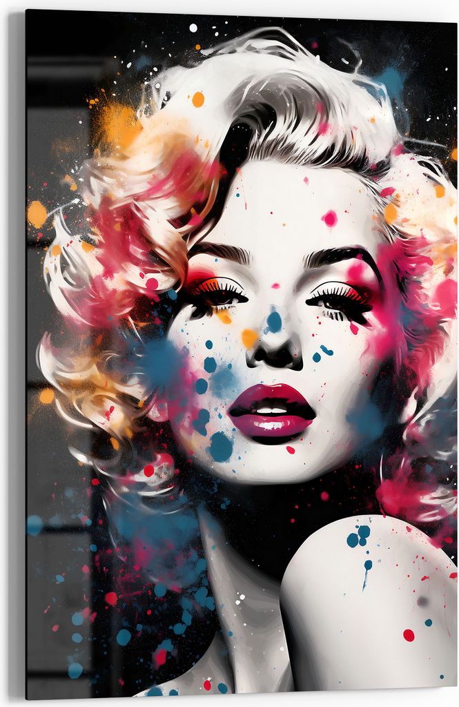 DEQOART Glasbild Echtglas 40x60 cm 'Ikonische Farbdynamik' Wandbild Bild modern Deko