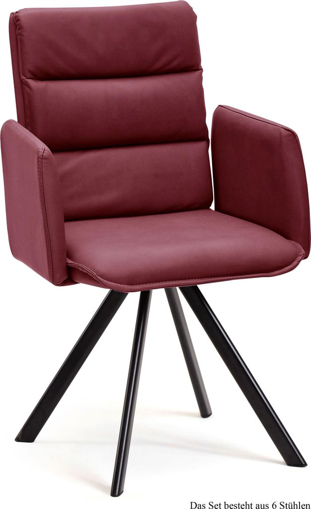 Armlehnstuhl (6er-Set) Debby 52x92x60 Schwarz/Marsala