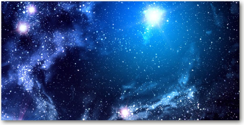 Tulup Glas-Bild - 100x50 -Wandkunst - Wandbild hinter gehärtetem Sicherheitsglas - Weltall & Science-Fiction - Nebel - Blau