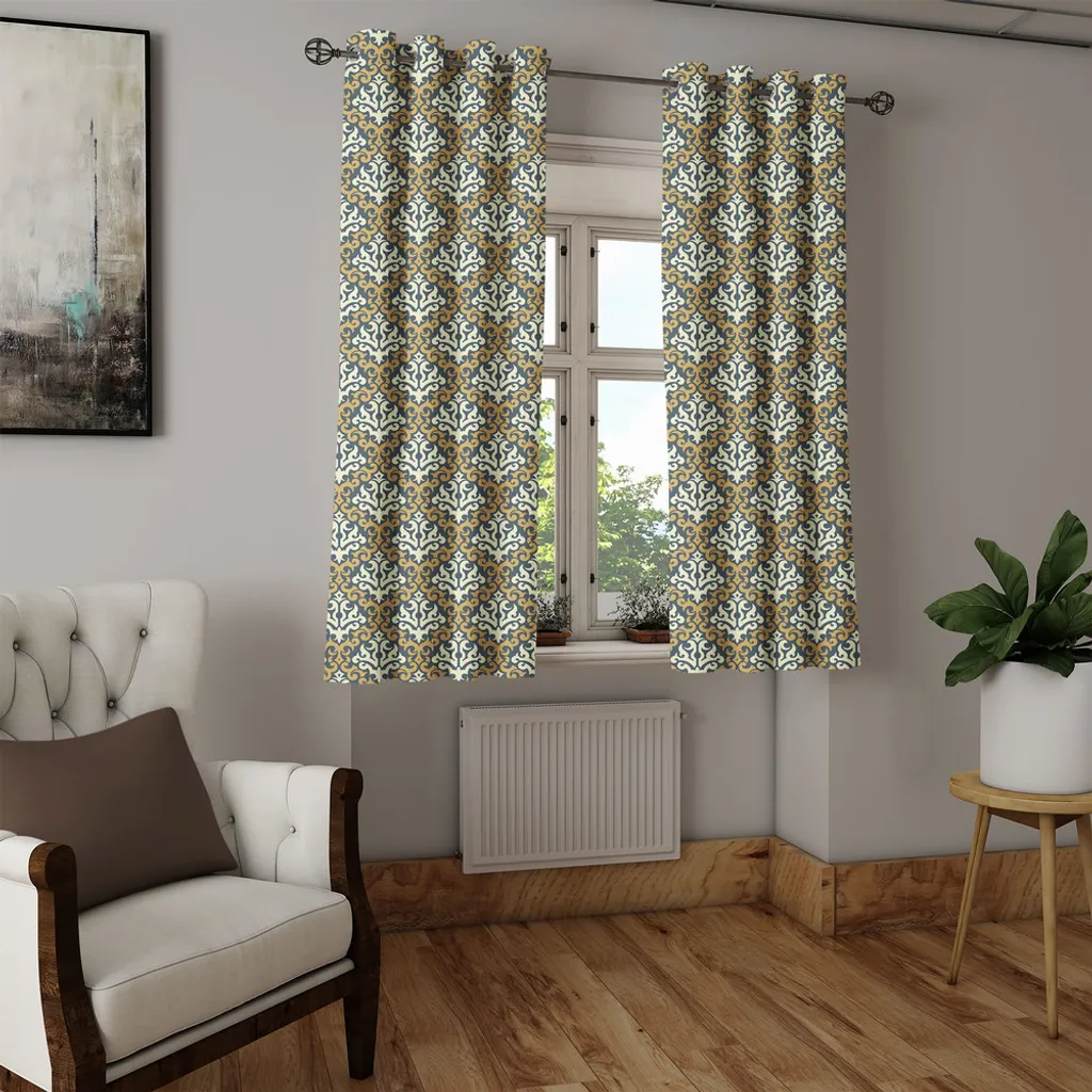 Rideau motifs feuilles anciennes style royal baroque 280x175 cm