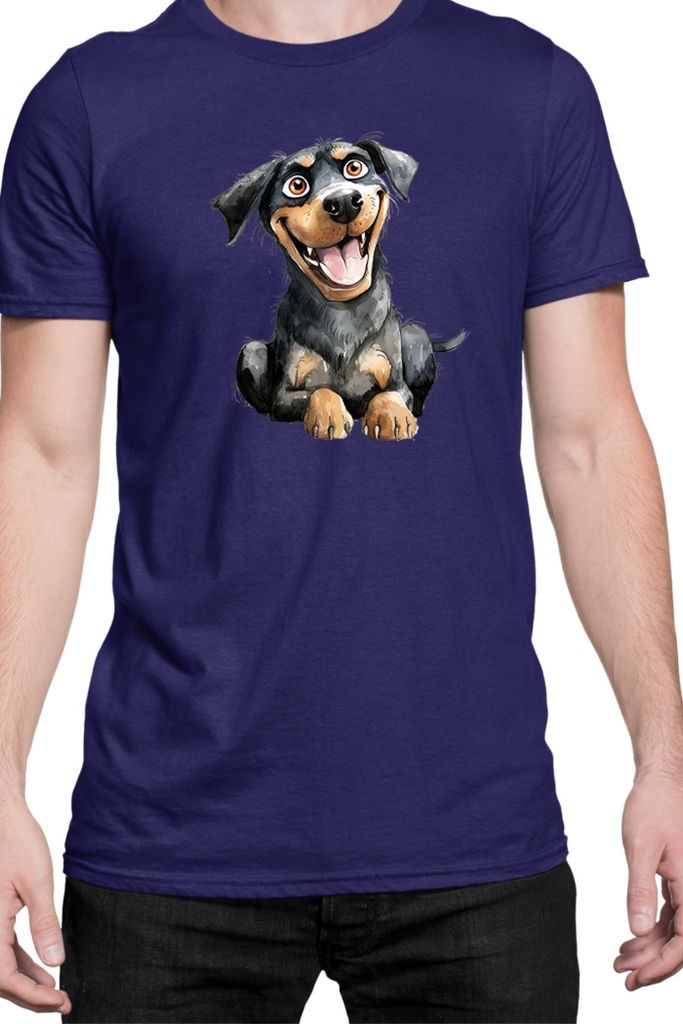 Herren T-Shirt Funny Dogs Breeds Rottweiler Dog Breed, Man S / Dunkelblau