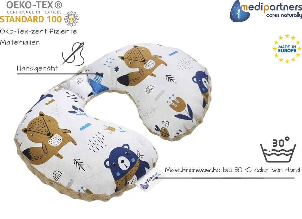 Coussin cervical voyage bébé pour poussette et siège auto Boho Animals - 4