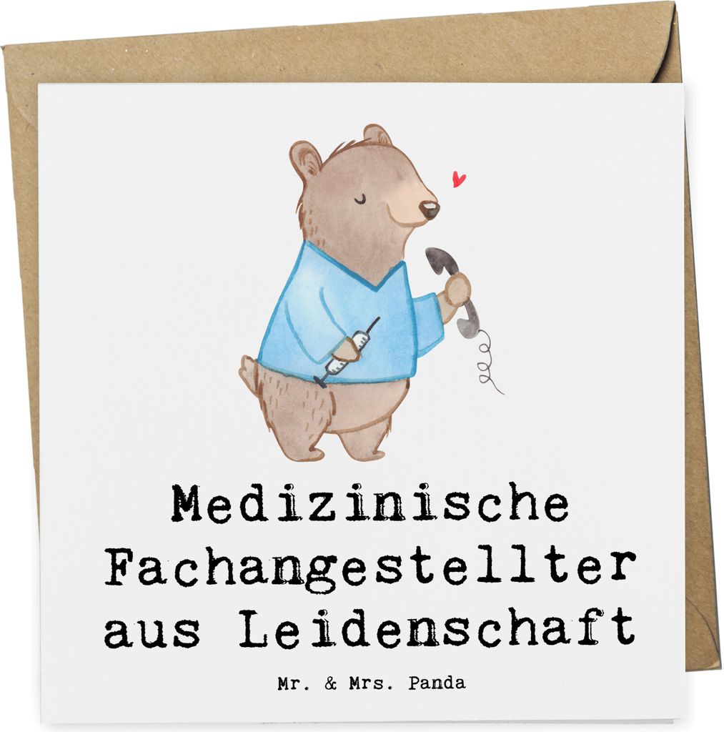 Mr. & Mrs. Panda Klappkarte Medizinische Fachangestellter Leidenschaft - Weiß - Geschenk, MFA, faltkarte, doppelkarte, Glückwunschkarte, Krankenh...
