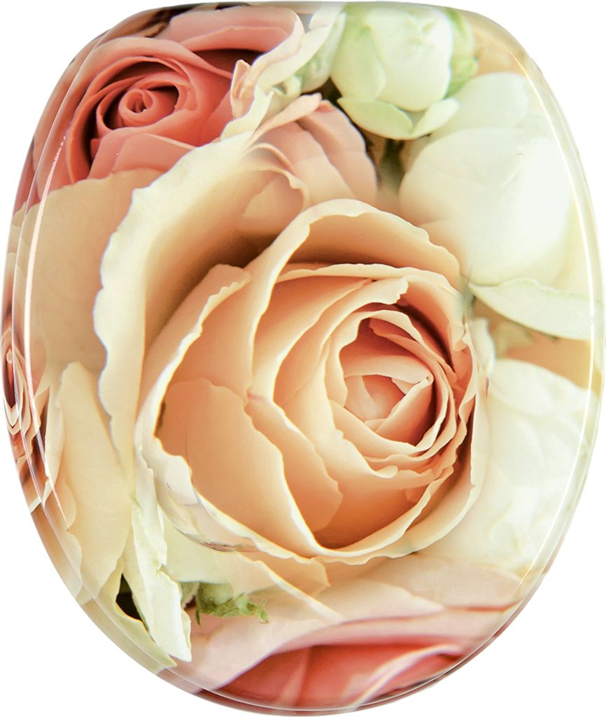 SANILO WC-Sitz mit Absenkautomatik Rosa Rose, Toilettendeckel direkt vom Hersteller, Klodeckel, Klobrille, WC Deckel, Toilettensitz, Toilettenbrille