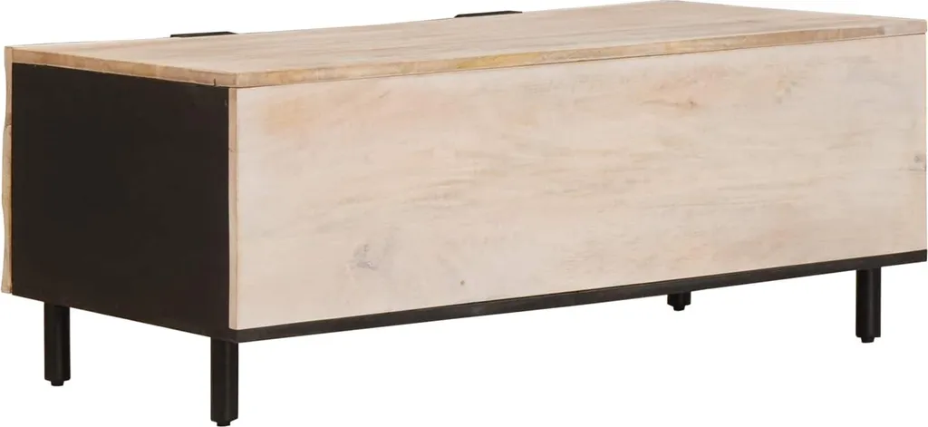 VidaXL Tavolino Da Salotto In Legno Massello Di Mango 100x54x40 Cm - Stile Retrò Con Anta E Intaglio Floreale