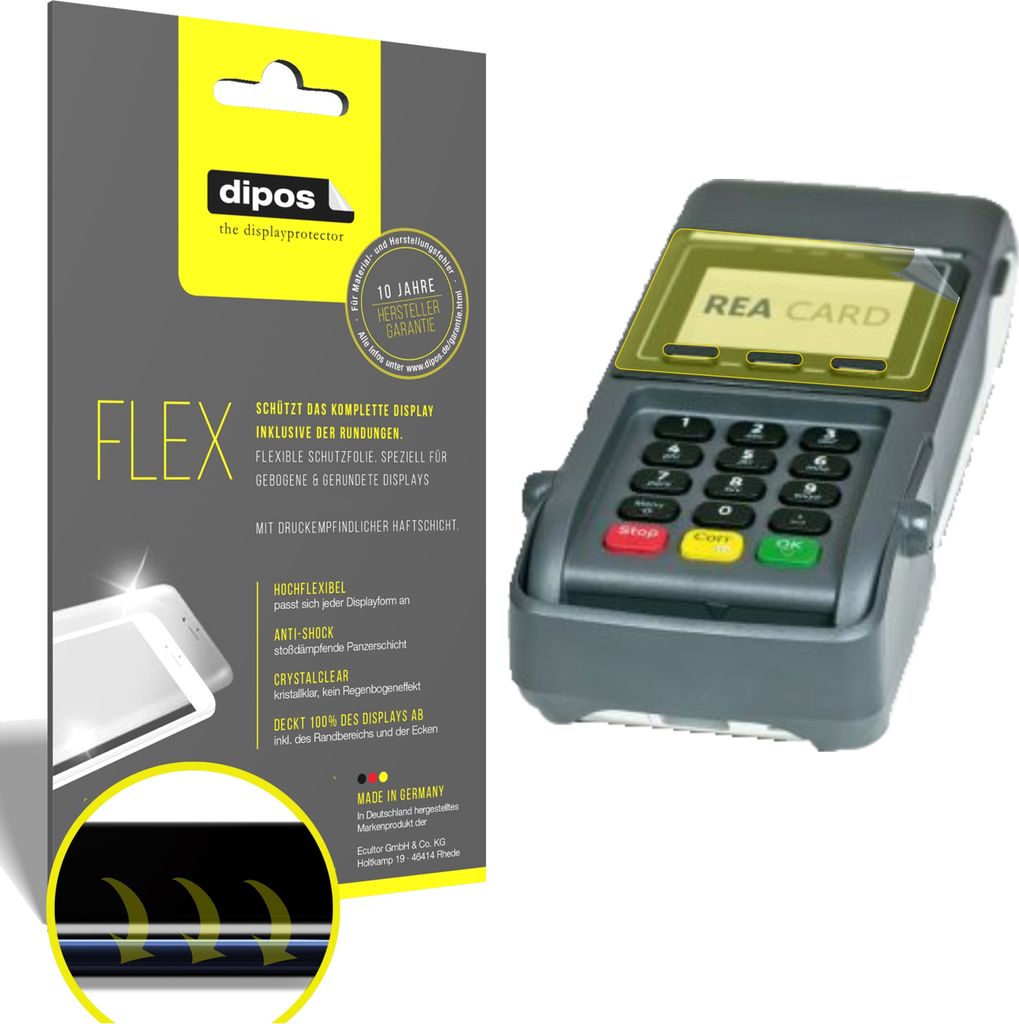 3x Schutzfolie für REA CARD T7 flex Folie, 100% Displayabdeckung, dipos Flex