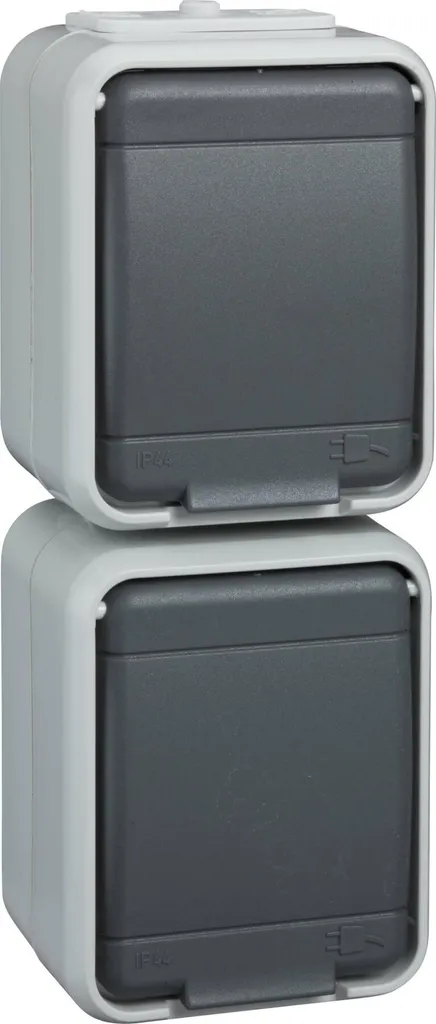 Double prise de courant verticale grise ELG445419 pour bloc multiprise fixe