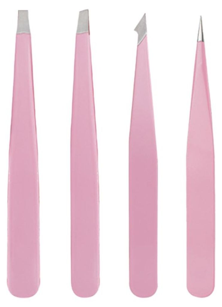 Augenbrauenpinzetten-Set mit Aufbewahrungsetui, 4-teiliges Set für die tägliche Anwendung von Augenbrauen-Make-up und Haarentfernung, Edelstahl-A...