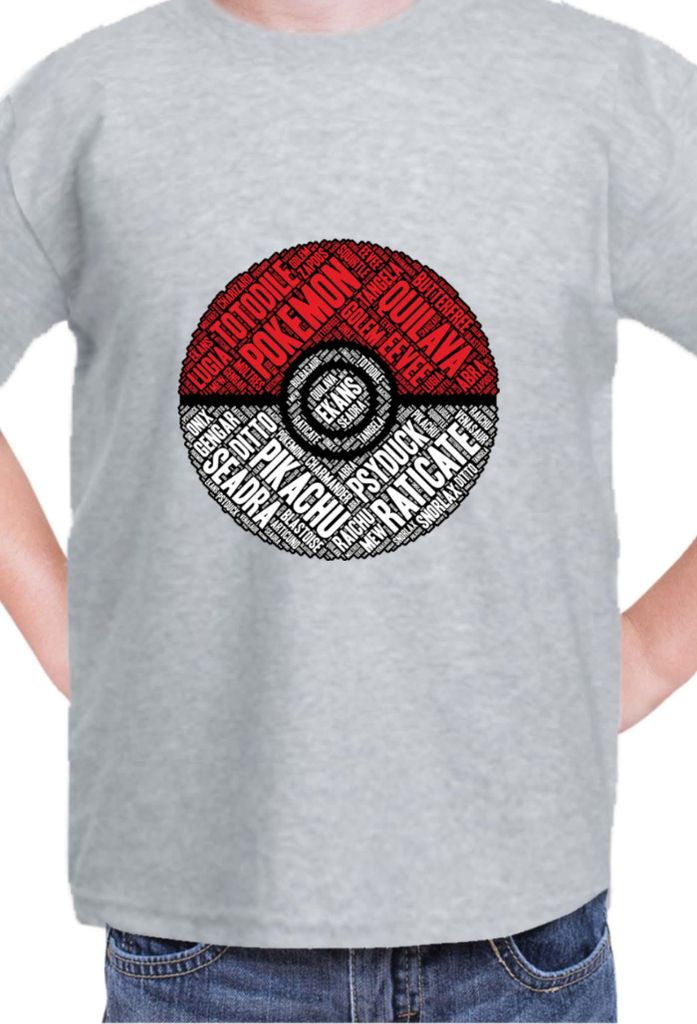 Kinder T-Shirt Japan Manga Anime Comics Pokemon 044, / Grau