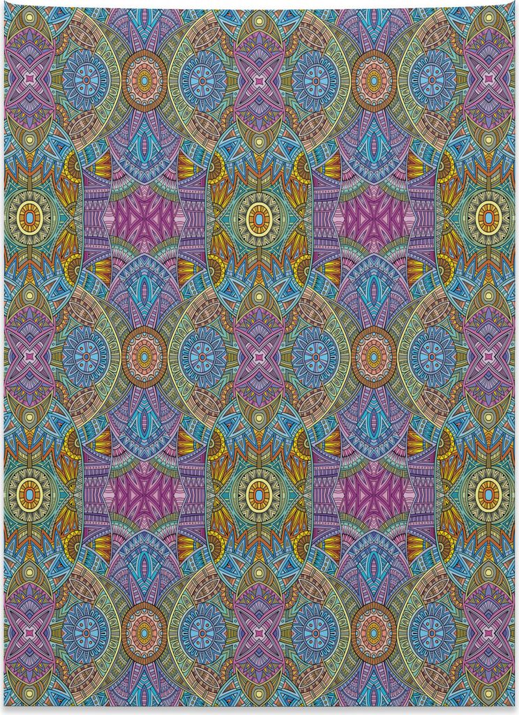 Abakuhaus Mandala Wandteppich, Stammes-bunte festliche aus Weiches Mikrofaser Stoff Kein Verblassen Klare Farben Waschbar, 110 x 150 cm, Mehrfarbig