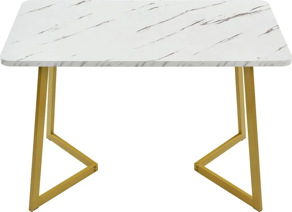 Table à manger rectangulaire 117x68 cm en MDF gris clair et métal - 7