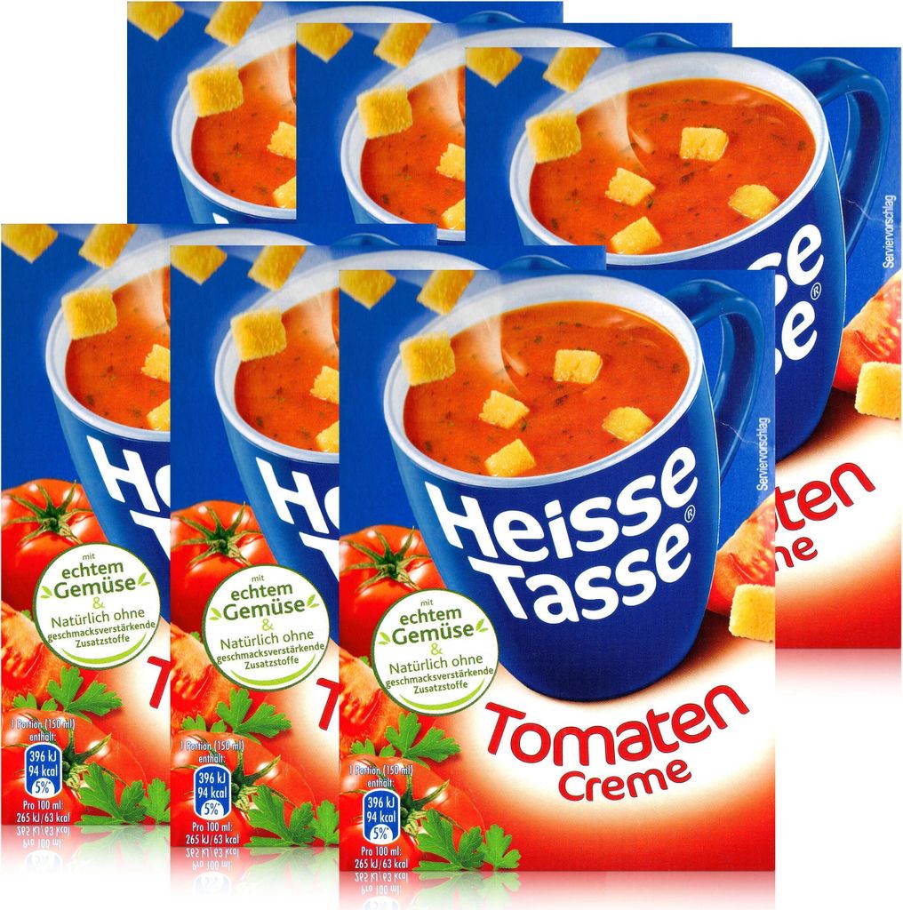 Heisse Tasse Tomaten Creme mit Croûtons 3 Beutel á 21g (6er Pack)