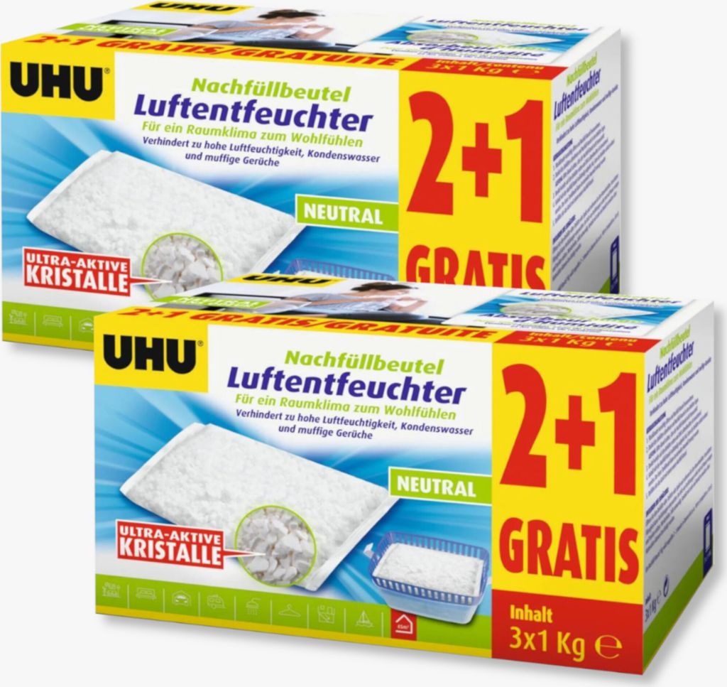 UHU 47085 Luftentfeuchter Nachfüllbeutel 6x1 Kg Produktbild 