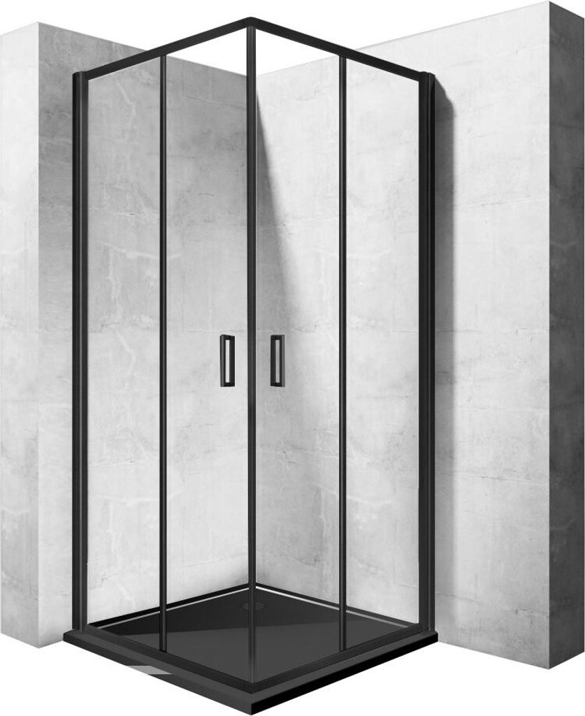 BADLAND Duschkabine Quadratisch Punto Schwarz 90x90 190cm Gehärtetes Transparentes Glas