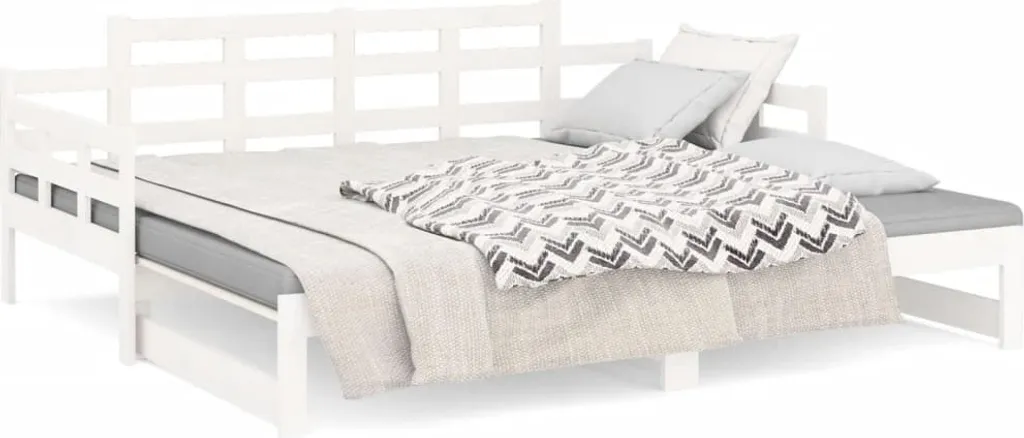 Lit de Jour en Pin Massif Blanc Modulable 180x200 cm Structure Robuste - 13