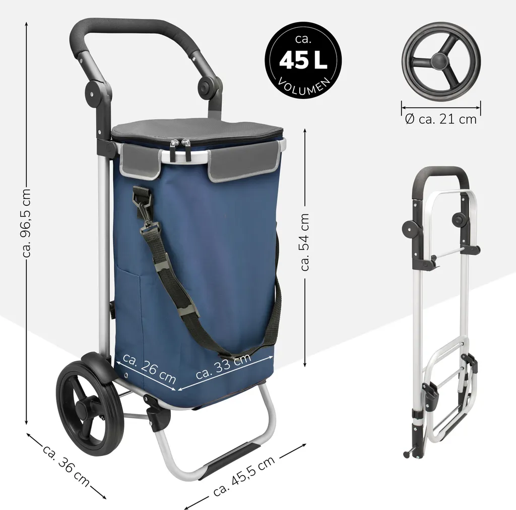Fini le mal de dos avec le chariot de courses JEEBEL réglable bleu - 7