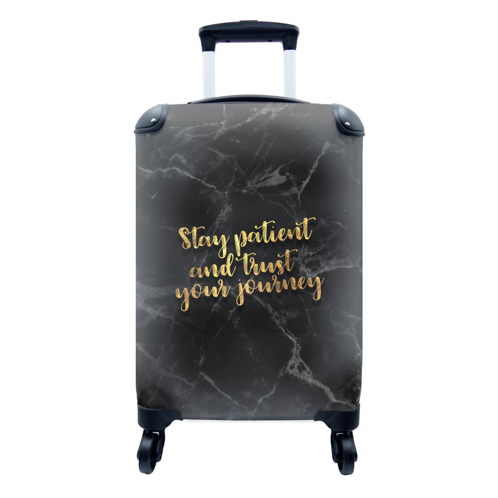 MuchoWow Koffer Handgepäck Trolley Rollkoffer Kleine Reisekoffer mit 4 Rollen - Zitate - Motivation - Gold - Marmor - Cabin Size < 55x40x23 cm &...