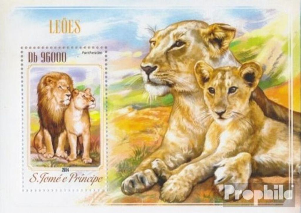 Briefmarken Sao Tome e Principe 2014 Mi Block 1023 (kompl. Ausgabe) postfrisch Lions