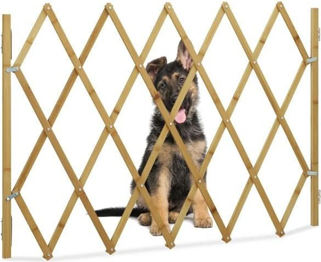 Barrière rétractable pour chien en bambou - Protège escalier et portes