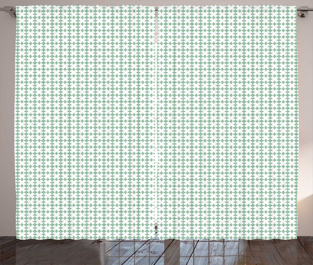 ABAKUHAUS Abstrakt Rustikaler Gardine, Monochrome Elemente Motiv, Wohnzimmer Universalband Gardinen mit Schlaufen und Haken, 280 x 225 cm, Weiß un...
