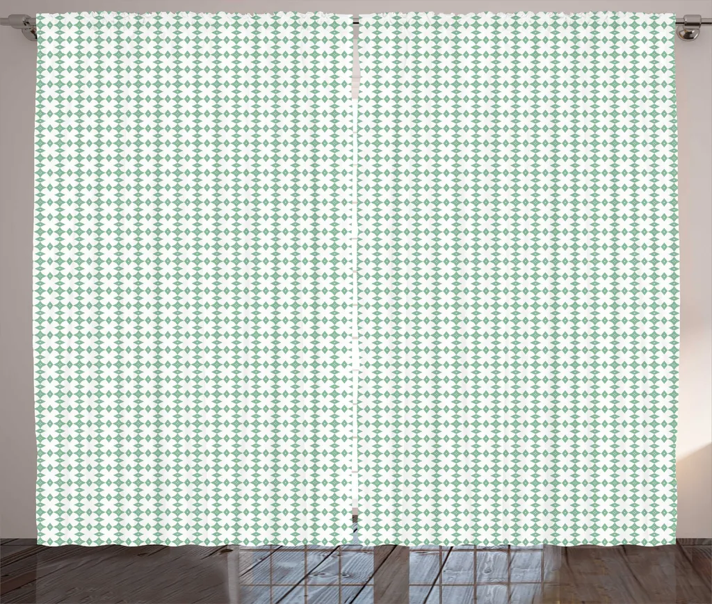 Grand Rideau de Salon Universel Motif Abstrait 280 x 225 cm Blanc et Vert