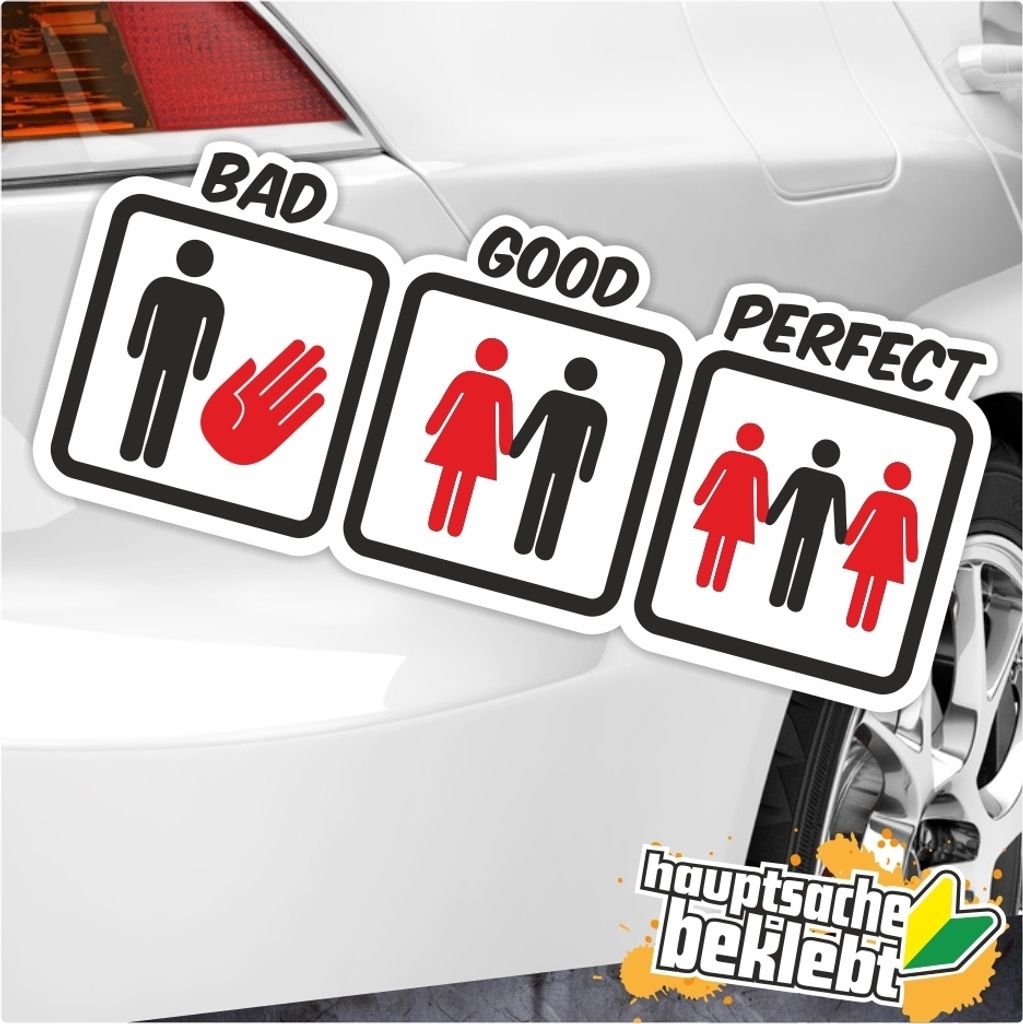 Kiwistar - Autoaufkleber - Good Bad Perfect - 18 x 11 cm - für Auto, Laptop, Fahrrad, LKW, Motorrad Aufkleber mehrfarbig Sticker Decal