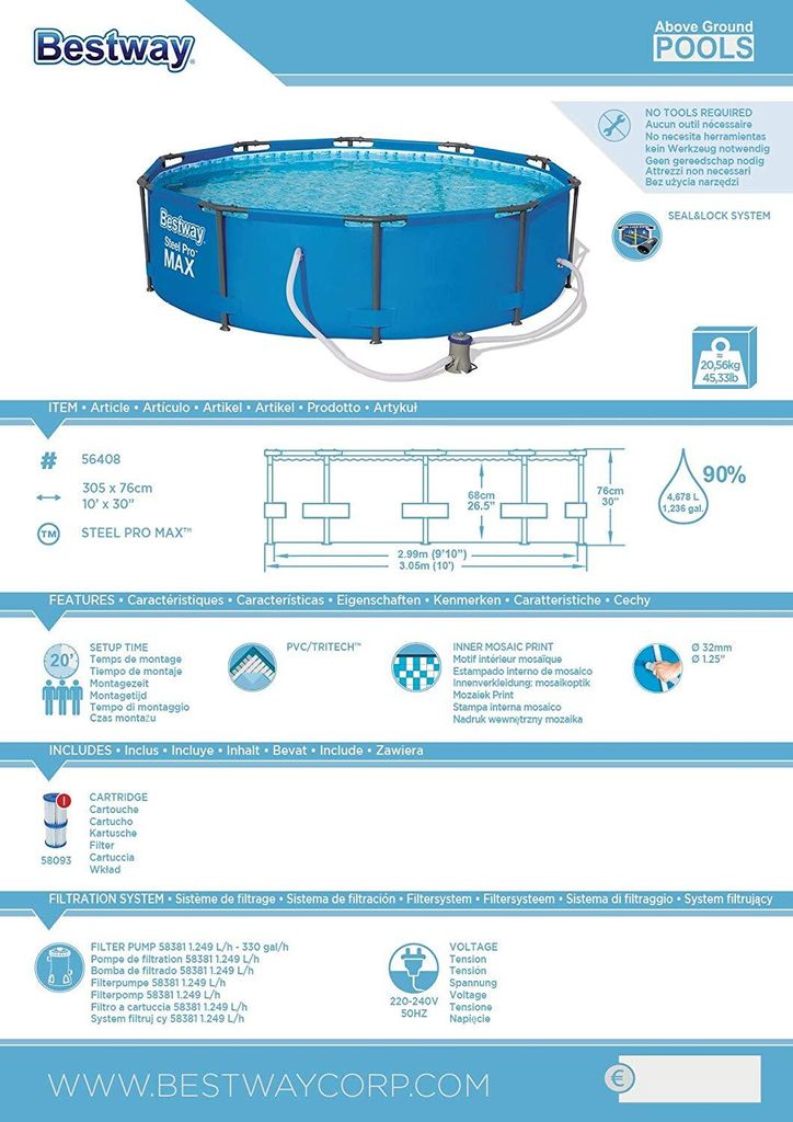 Bestway Steel Pro MAX Swimmingpool-Set 305x76 cm Produktbild 38