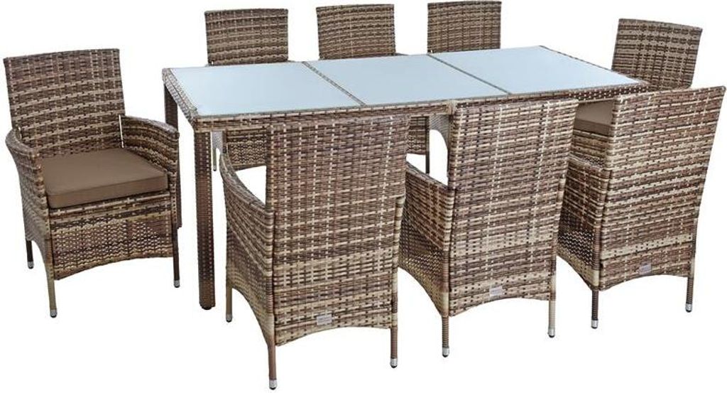 Polyrattan Sitzgruppe Gartenmöbel Set f. 8 Personen Rattan Produktbild 