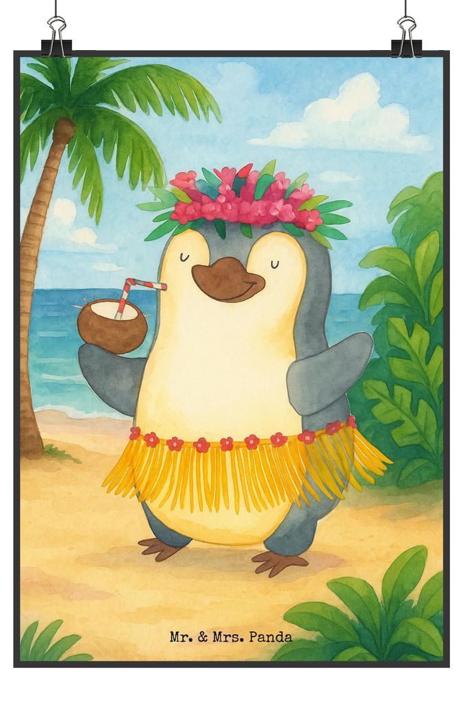 Mr. & Mrs. Panda Bild Pinguin Kokosnuss Design DIN A4 - Weiß - Geschenk, Wandbild, Urlaub, Tanzen, Wanddekoration, drucke, kunstdruck poster, Erho...