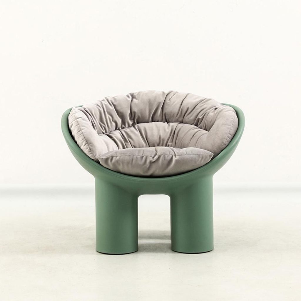 Elefantenbeinstuhl – Einzelsessel, Sofasessel, Relaxsessel, Rückenlehnenstuhl mit Kissen, Grün 84.2×57×62.5 cm 【BDG-2130L】