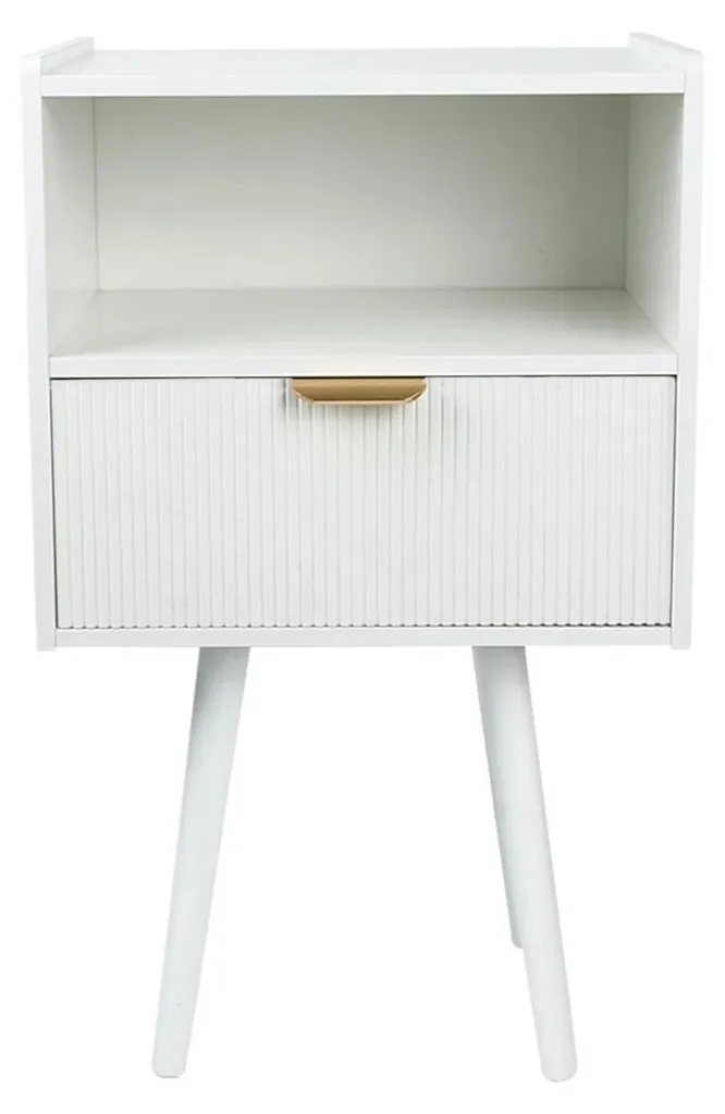 Petite commode de chevet blanche design minimaliste pour chambre adulte