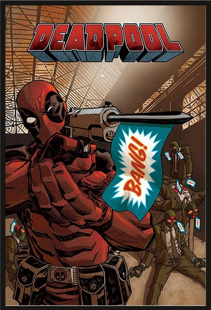 Déco Murale Deadpool Bang : Poster Encadré 61x91,5 cm pour Bureau ou Salon