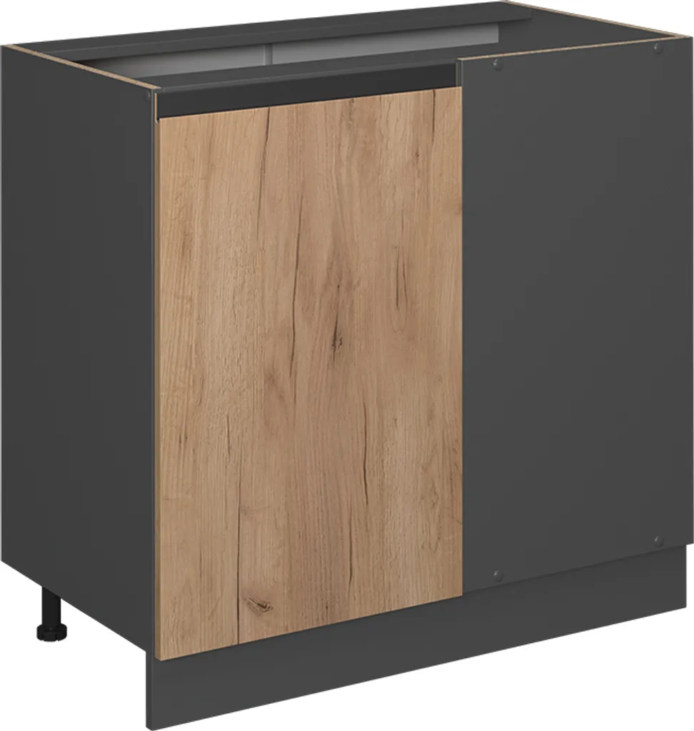 Vicco mobile ad angolo cucina R-Line, 86 cm Forma a J, senza piano di lavoro, Quercia dorata/Antracite