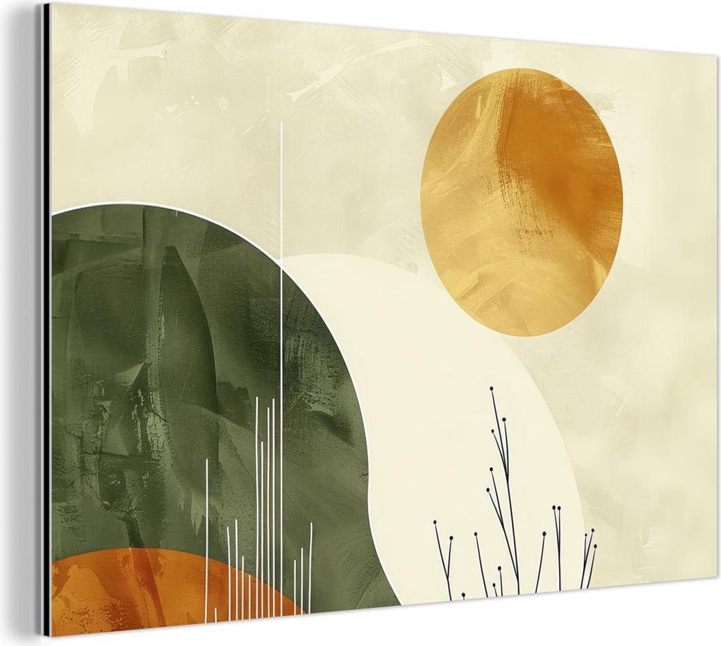 MuchoWow Wanddekoration Metall Metallbild Wandkunst 120x80 cm Abstrakt - Landschaft - Sonne - Kunst MuchoWow Aluminium Gemälde - Alu Bild