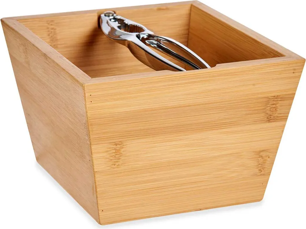 Casse-noix en métal avec bol en bambou naturel - Set robuste 25cm